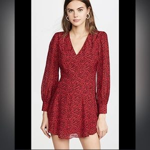 * Alice + Olivia Polly red leopard print long sleeve fit & flare dress size 0